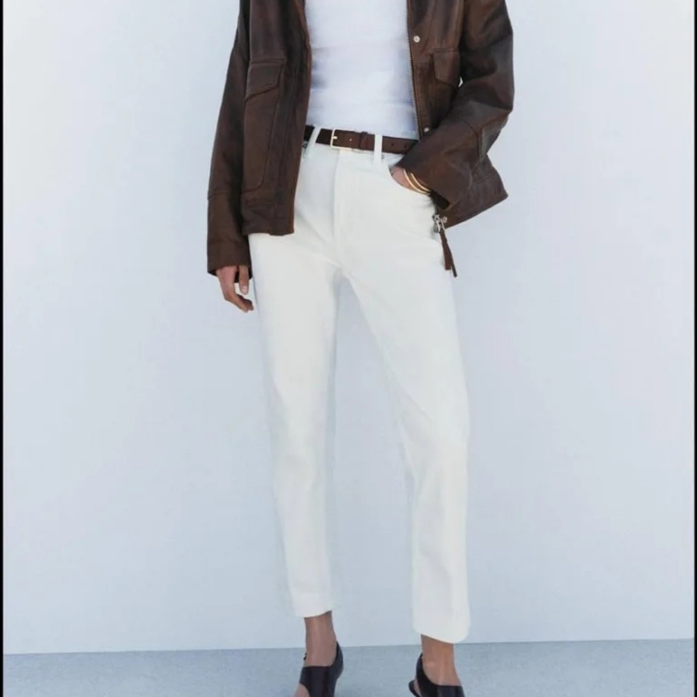 Nwt Zara Bootcut White Jeans
